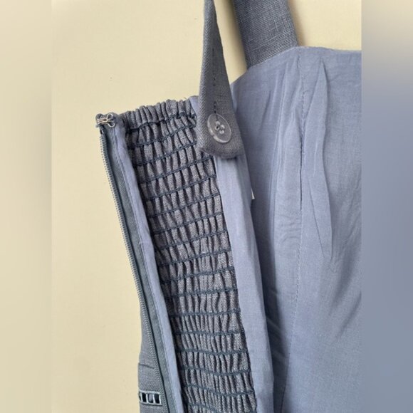 NEW Reformation Everett Linen Midi Dress Cornflower Blue | US 4 UK 8 - Picture 12 of 14